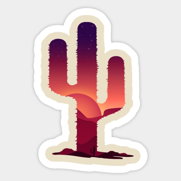 Desert Sunset Cactus Sticker by Lupa1214